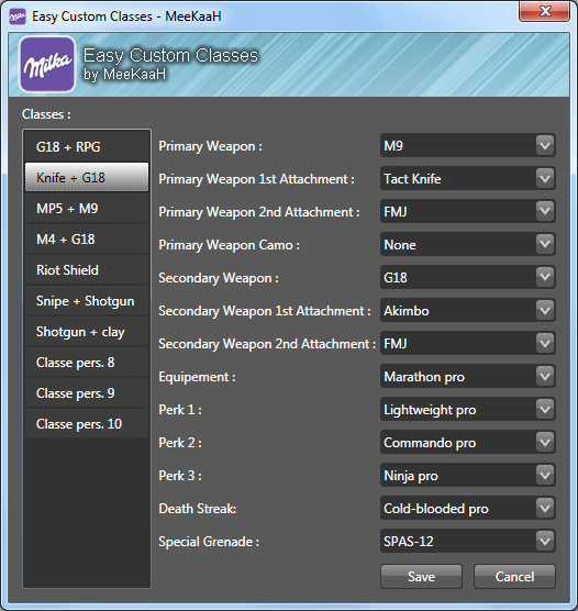 Custom Class Editor для MW2